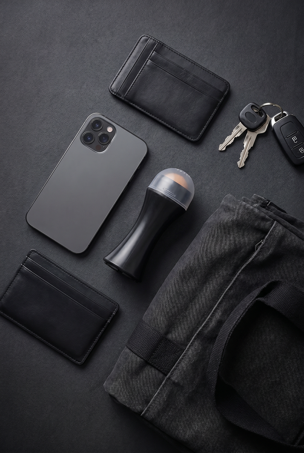 THEMATIQ pocket-size oil-control roller in an everyday carry flatlay