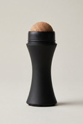 THEMATIQ volcanic stone oil-control face roller for men, matte black with natural tan stone tip